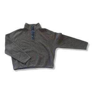 Roots Cropped Half Button Green Sweatshirt